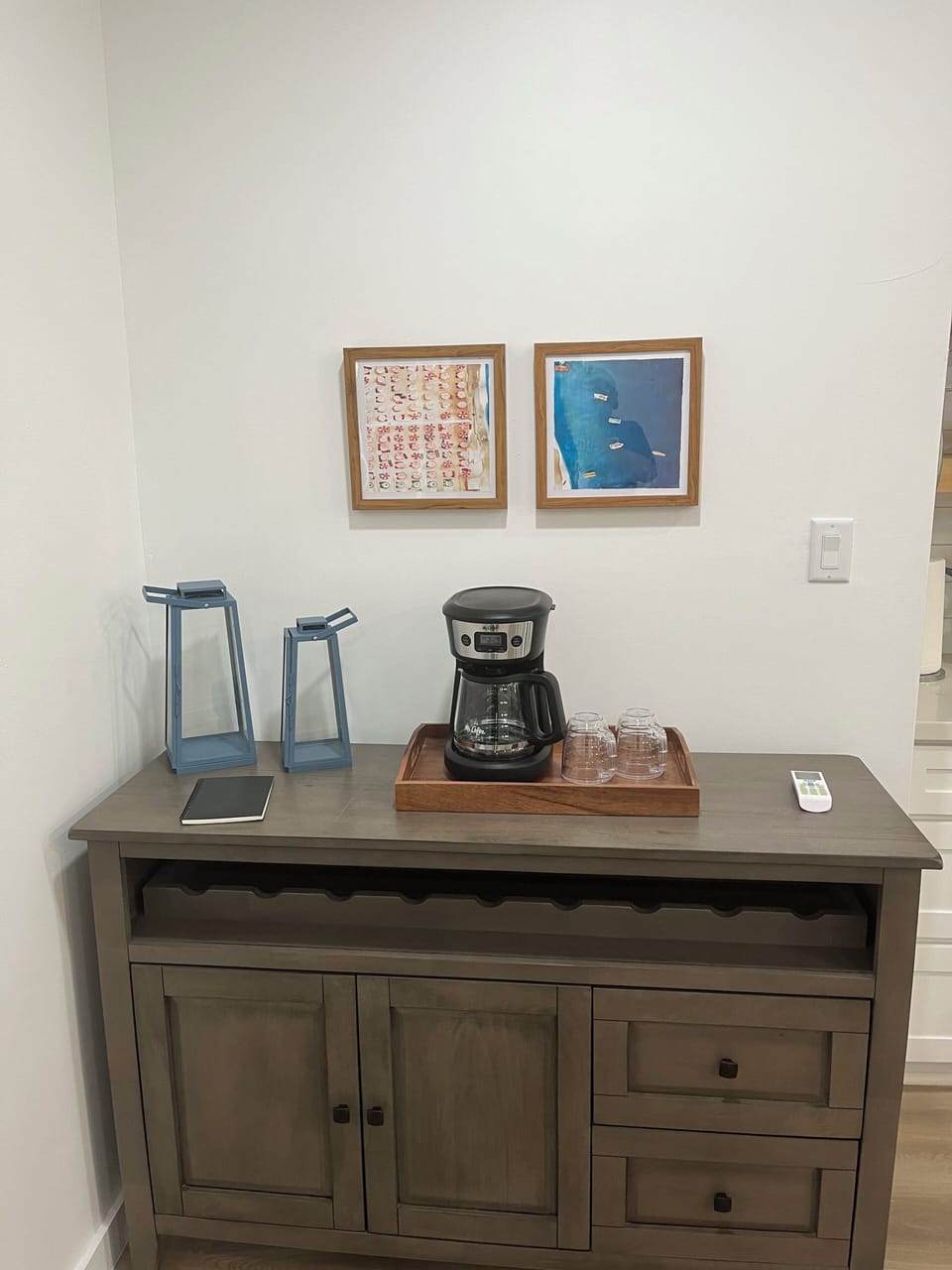 Wake up and enjoy a fresh cup of coffee at your coffee bar.