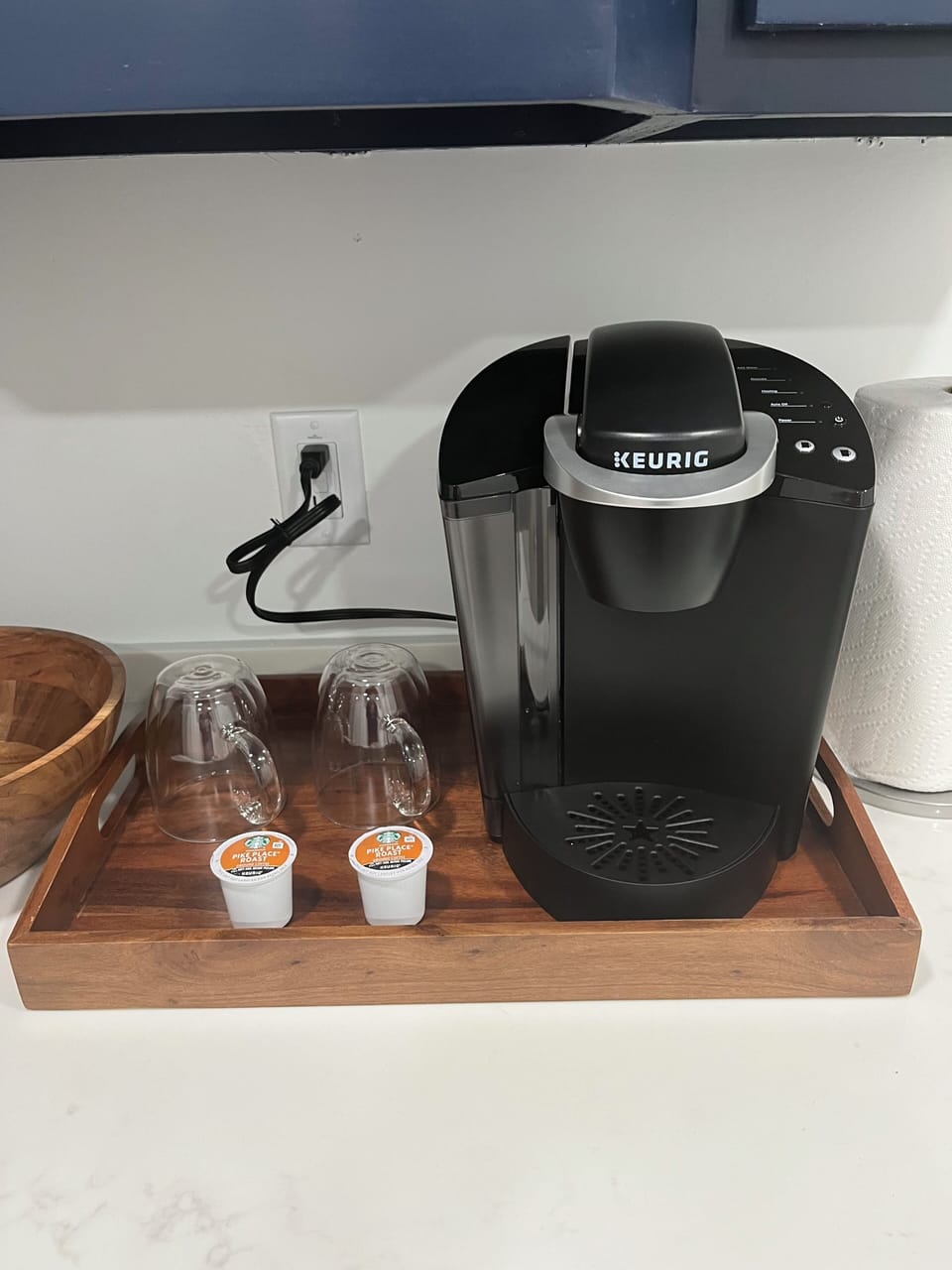 Downstairs studio offers a Keurig coffee bar