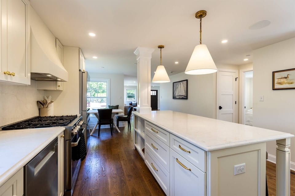 The chef of the family will enjoy the spacious countertops and the supplies needed to cook a gourmet meal.