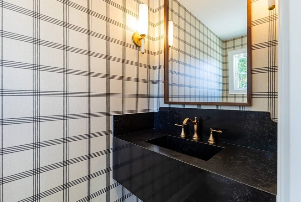 Even the powder room has stylish finishes.