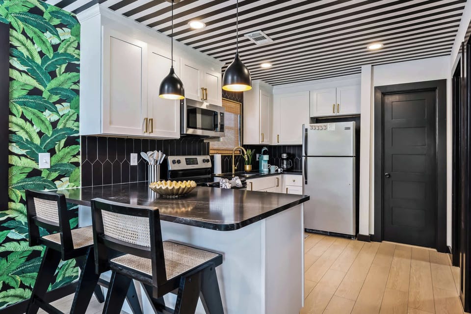 Bright and stylish space with bold decor, perfect for culinary adventures!