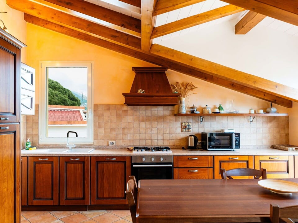 Interior Design, Kitchen, Wood, Furniture, Ceiling, Flooring, Countertop, Home, Floor, Light Fixture