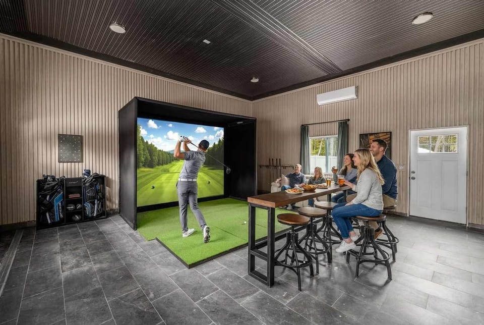 Perfect your swing year-round. Rain or shine, the state-of-the-art golf simulator lets you practice your game or compete in virtual matches on world-class courses—all from the comfort of your private mountain retreat.