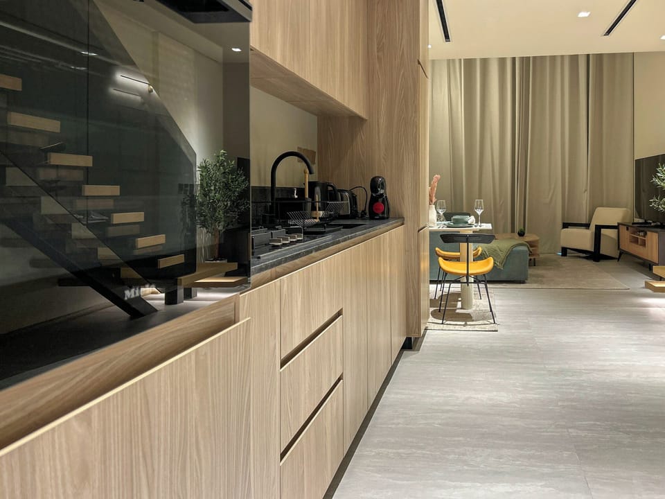 Luxury Penthouse, 1 King Bed, Balcony | Private kitchen | Fridge, microwave, oven, stovetop