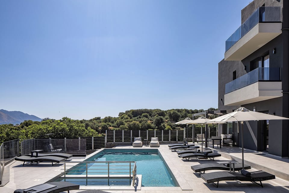 Poolside bliss with stunning mountain views.