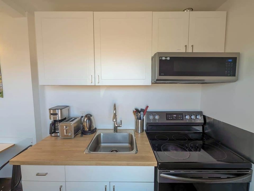 Préparez de délicieux repas dans un espace moderne avec appareils élégants, baigné de lumière et à l’ambiance accueillante.
