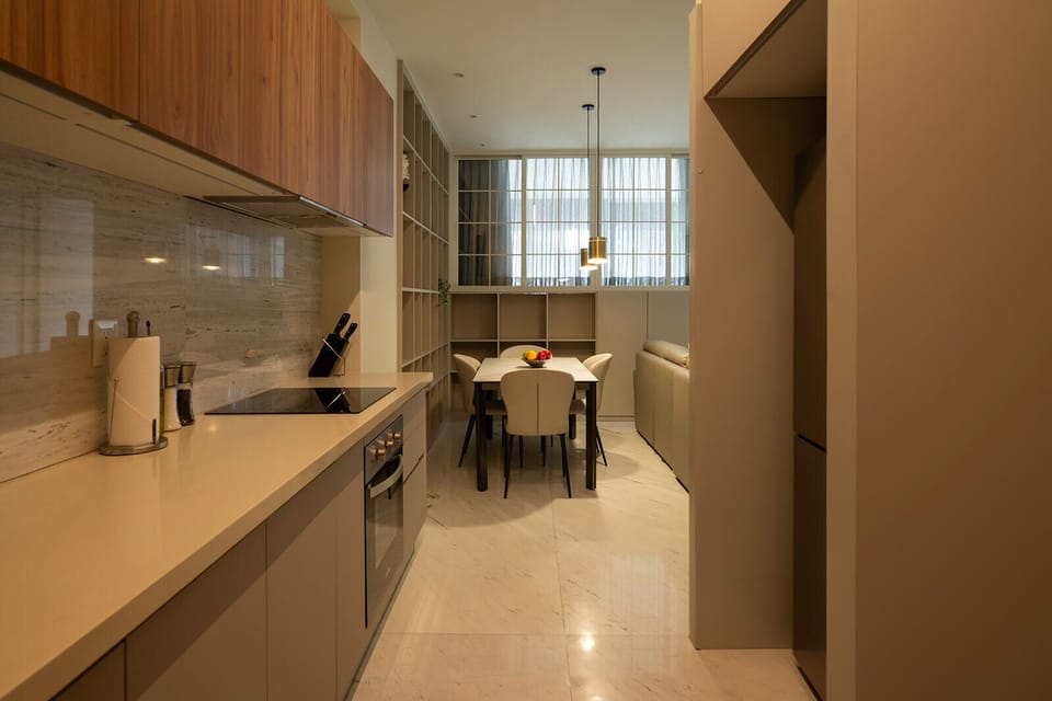 Deluxe Apartment, 1 Bedroom, Terrace, City View | Private kitchen | Full-size fridge, microwave, oven, stovetop