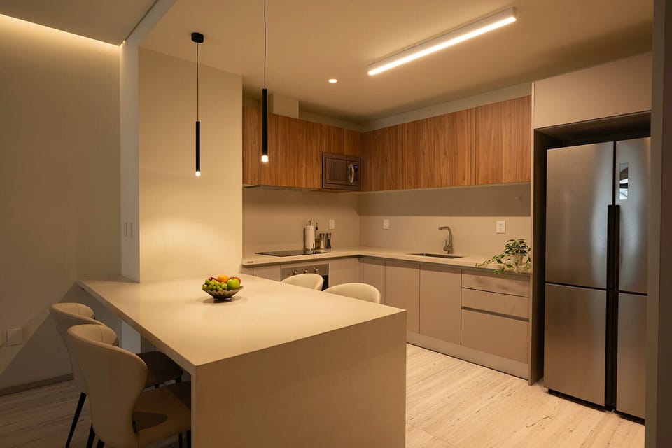 Family Apartment, 2 Bedrooms, Balcony, City View | Private kitchen | Full-size fridge, microwave, oven, stovetop