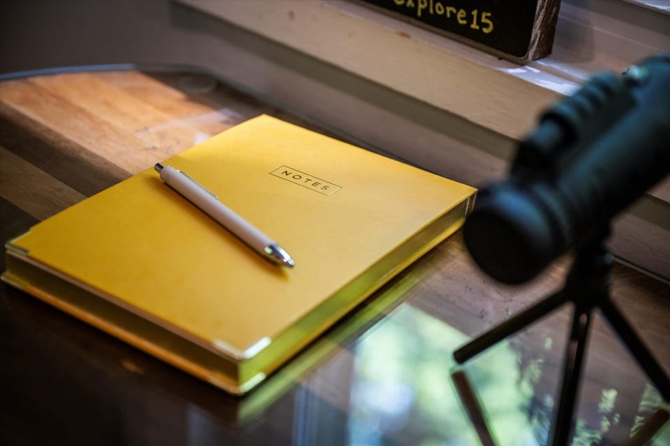 A quiet corner for jotting down memories or trip notes.