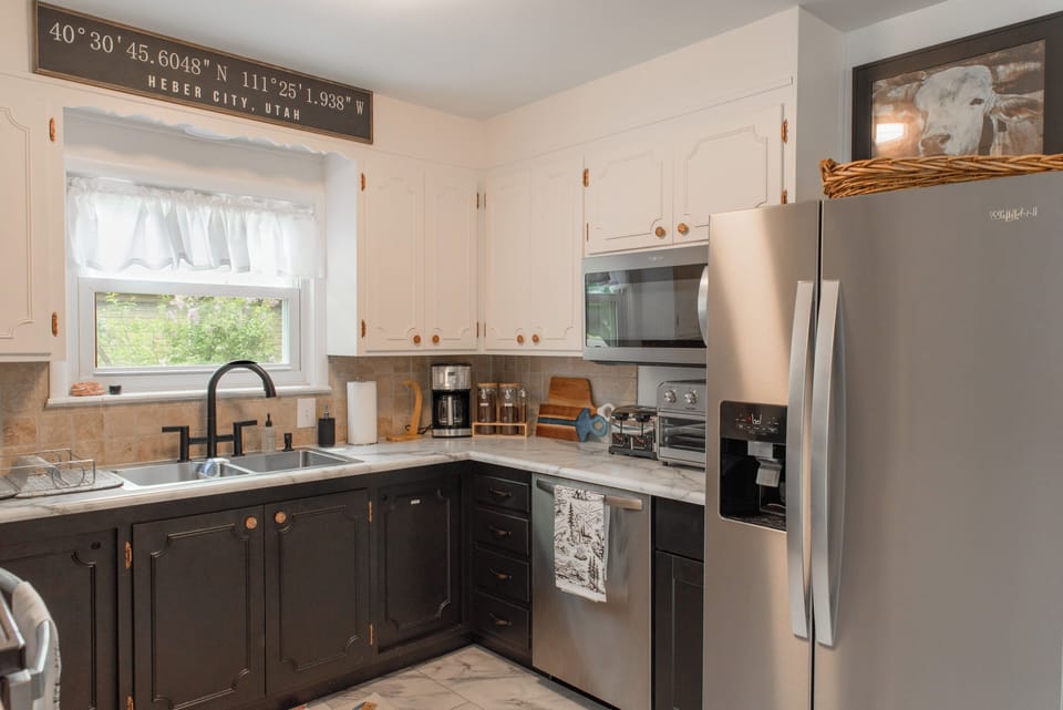 The kitchen is well appointed with all of the modern conveniences