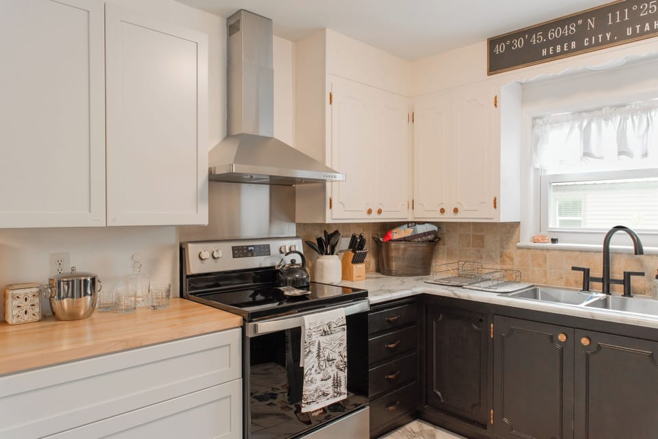 The kitchen is well appointed with all of the modern conveniences