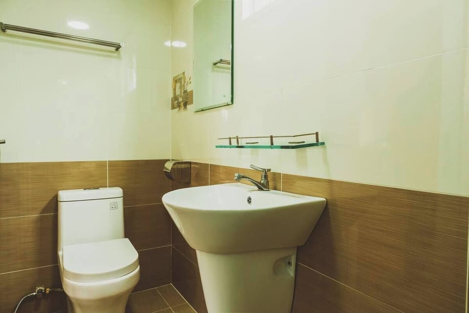Shower, hydromassage showerhead, designer toiletries, hair dryer