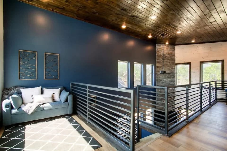 Upper level loft with a pull out sofa. 