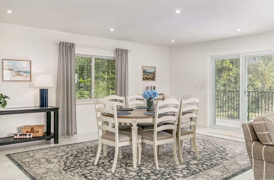 An open floor plan allows you  to eat meals and stay connected