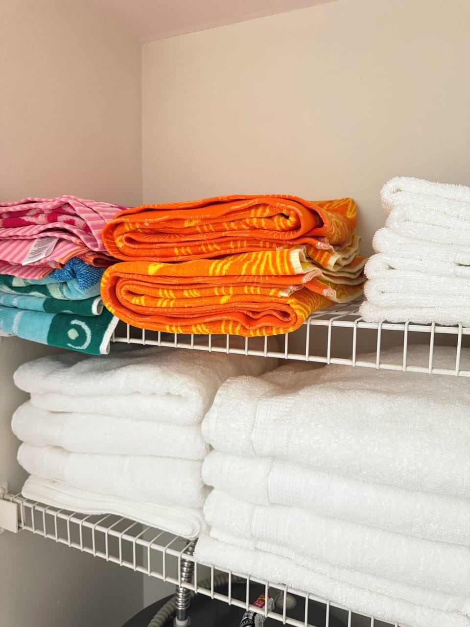 Towels: bath towels, hand and face towels,  beach towels