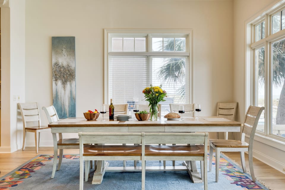 Chic dining area with stylish furnishings—perfect for gathering and sharing meals.