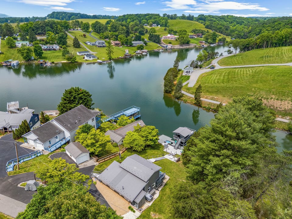  Aerial view showing house location by the lake.