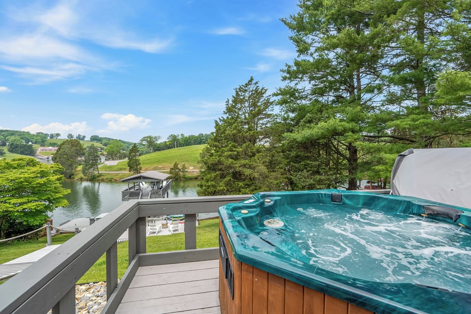 Private hot tub with lake views—perfect for relaxing after a day on the water.