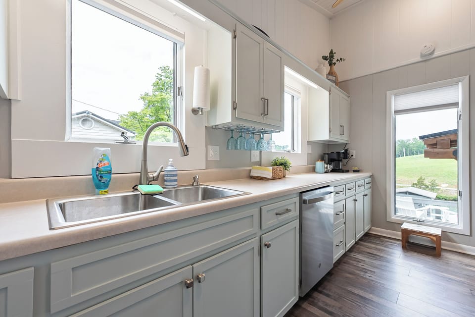 Clean and functional kitchen with a large sink