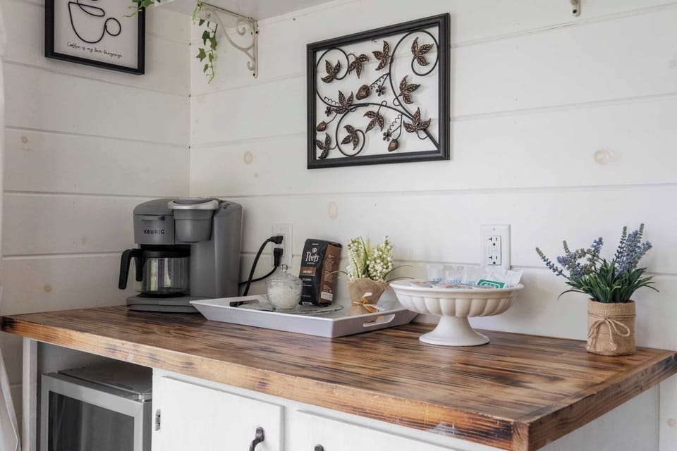 Your personal pick-me-up zone—our coffee station is stocked with a Keurig, Peet’s coffee, teas, and sweet touches to start your day on the right note.