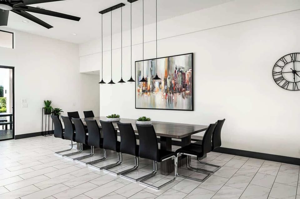 Dining table with seating for 18