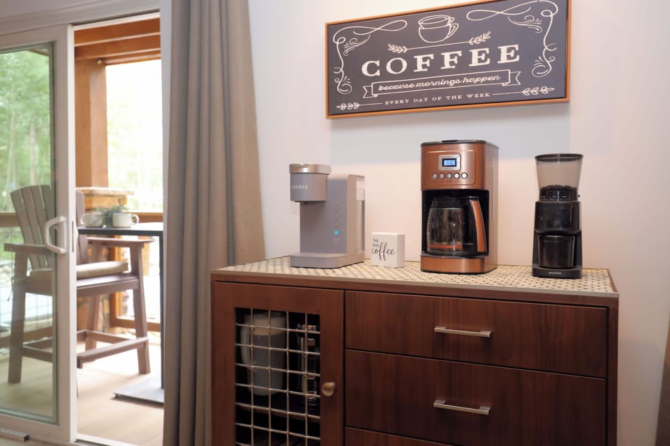 Start your day right with our stocked coffee bar!