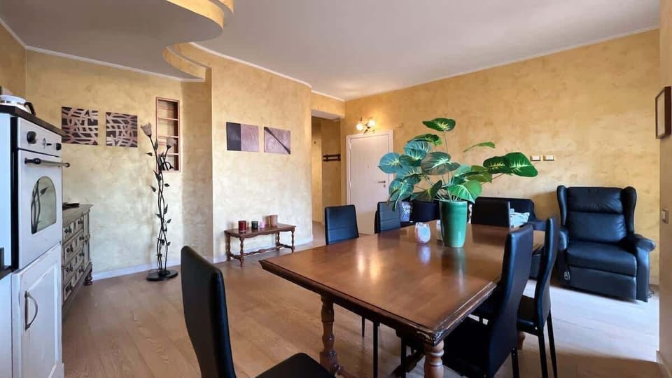 Bright living room with dining table