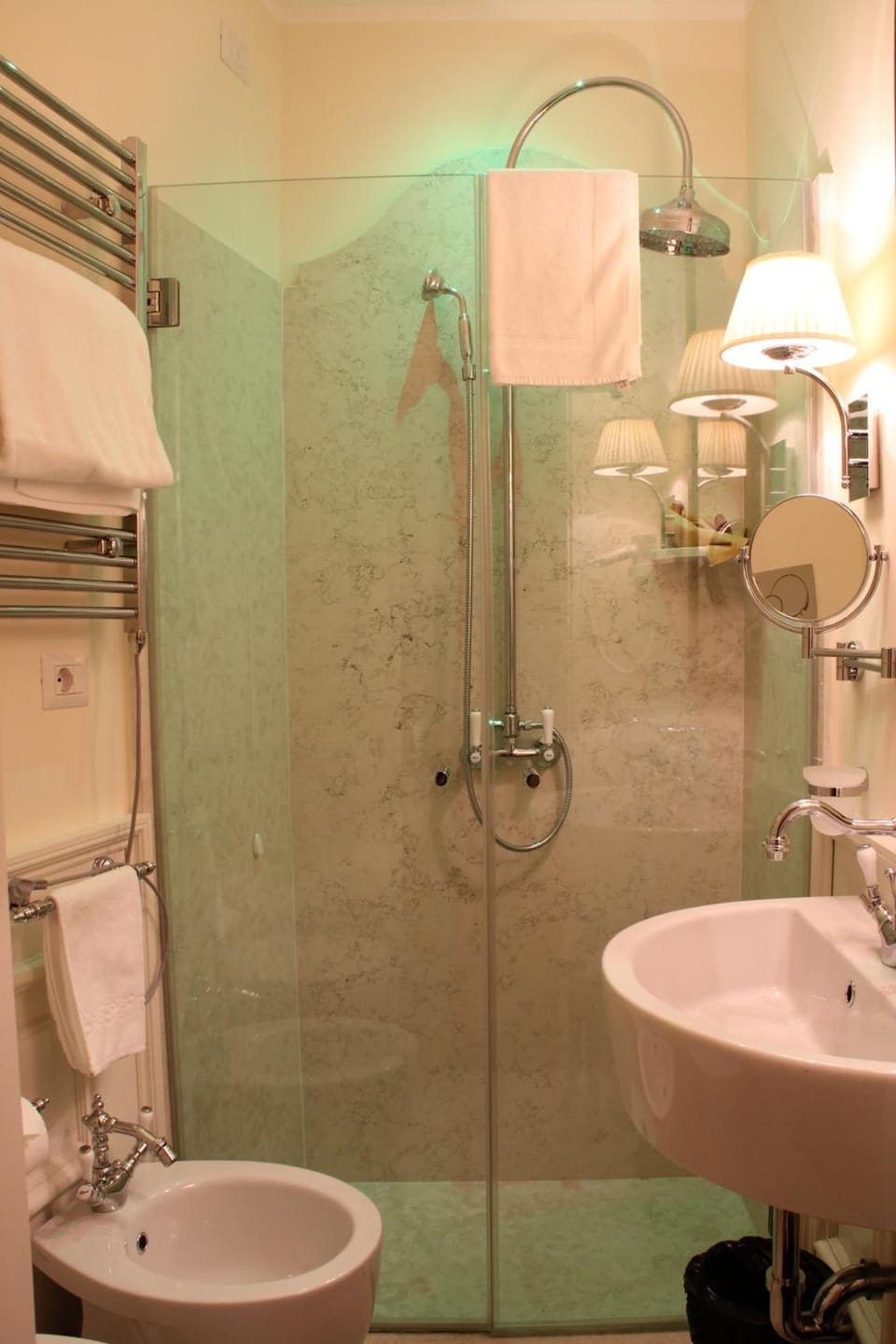 Shower, free toiletries, hair dryer, bidet