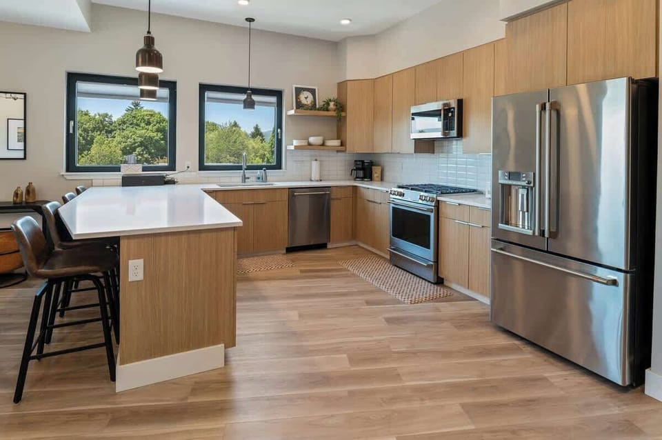 Kitchen is fully appointed.