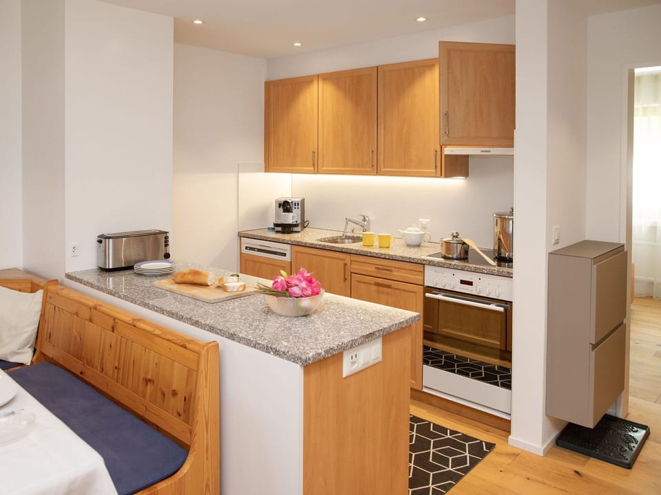 Furniture, Kitchen, Interior Design, Wood, Flooring, Floor, Major Appliance, Kitchen Appliance, Cabinetry, Room