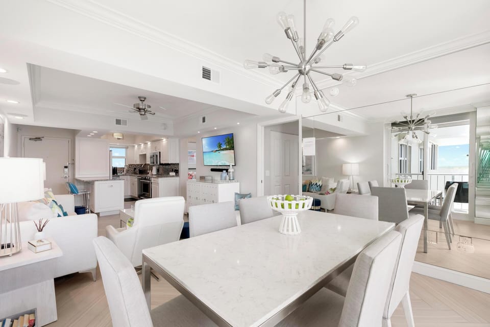 Spacious dining area with seating for six