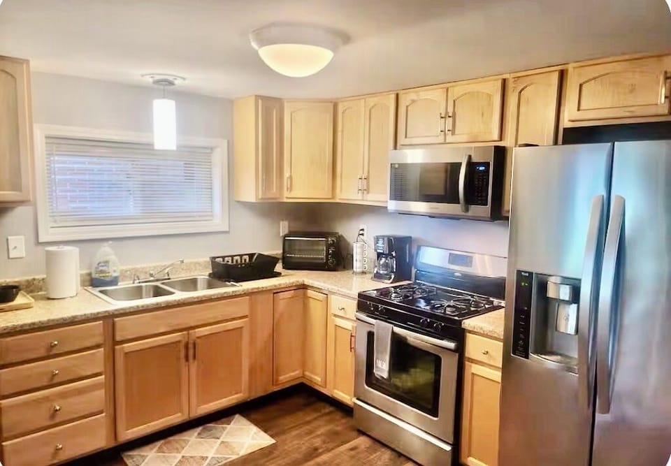 fully stocked kitchen for essential cooking needs, coffee included