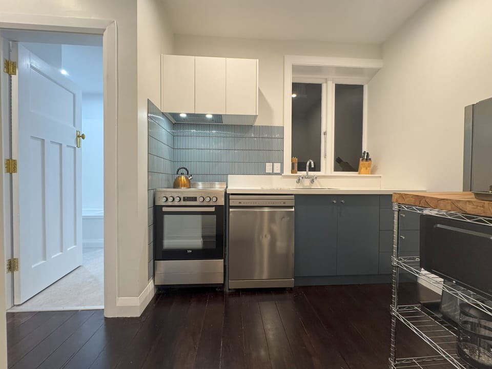 Oven, stove top, range hood, dishwasher, microwave, fridge, coffee facilities.