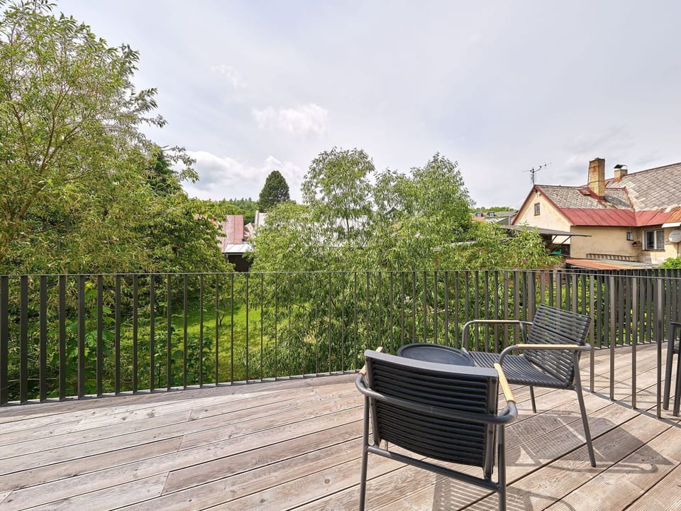 Deck, Handrail, Outdoor Furniture, Balcony, Hardwood, Porch, Fence, Shade, Wood Flooring, Chair