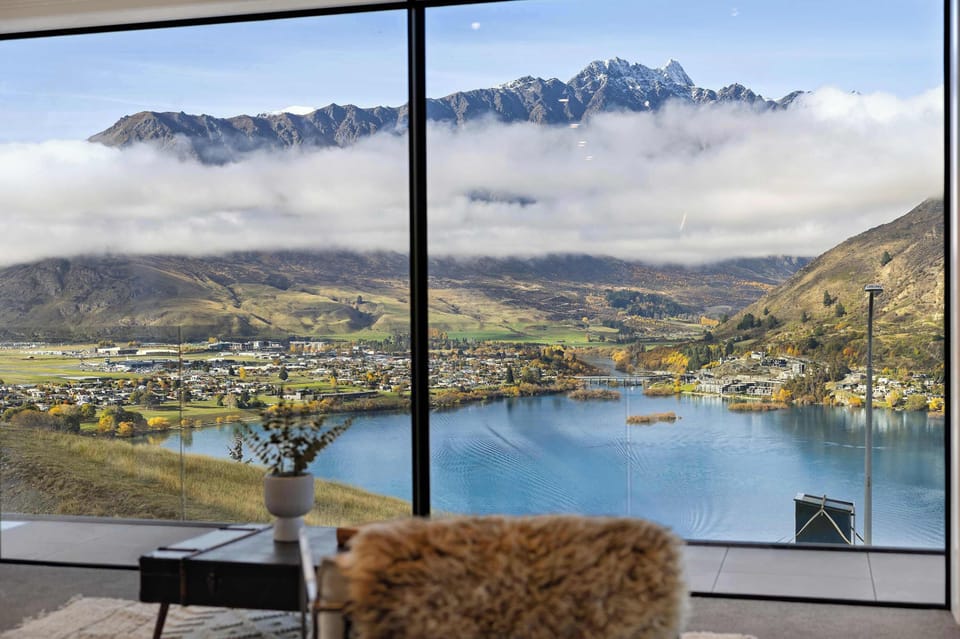 Breathtaking panoramic view of The Remarkables from the Sunroom.