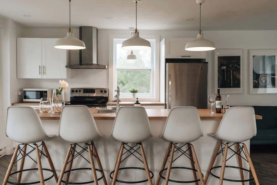 Stylish kitchen with sleek countertops and ample space