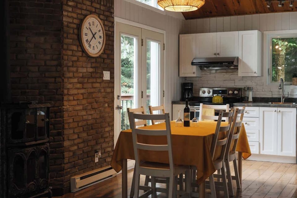 A rustic kitchen area with modern amenities, ideal for preparing meals.