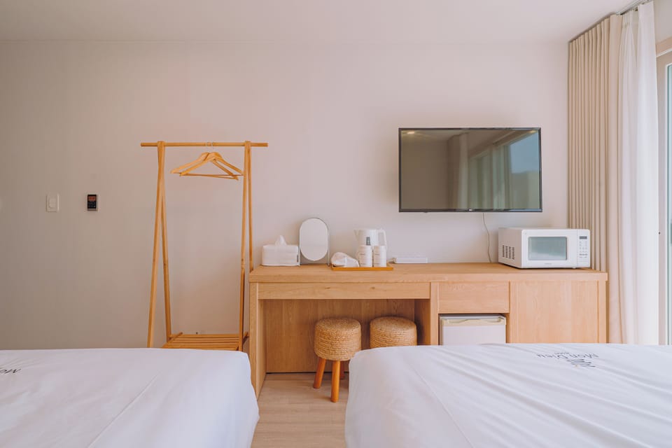 Desk, blackout drapes, iron/ironing board, free WiFi