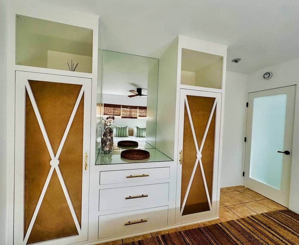 Built in storage. Out of sight. Out of mind. 