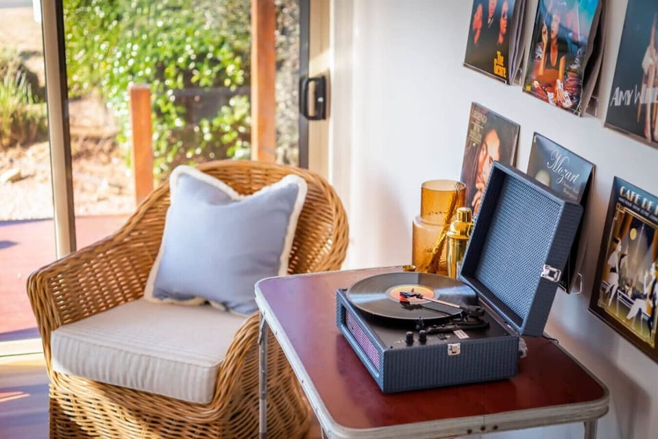 A record player adds a touch of nostalgia to your stay.