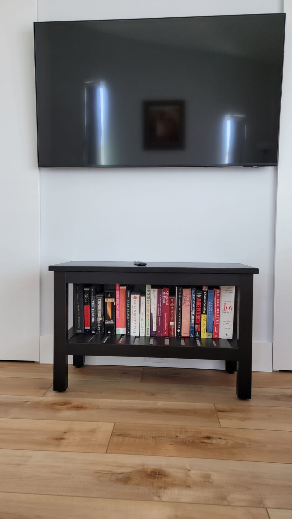 50" Smart TV and Book shelf in Queen master bedroom