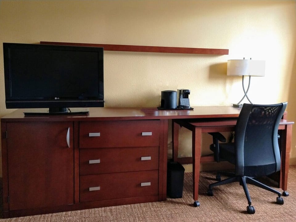 Plug in and focus at a practical in-room workstation.