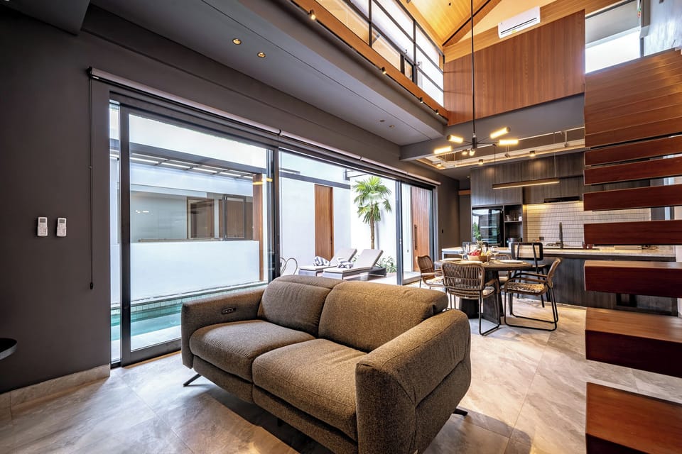 Luxury Villa, 2 Bedrooms, Pool View | Living area | 55-inch Smart TV with cable channels