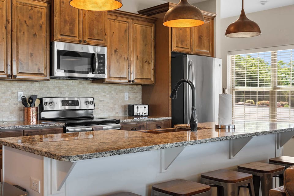 The cabinets are fully stocked with all the cookware you need to make your favorite meal!