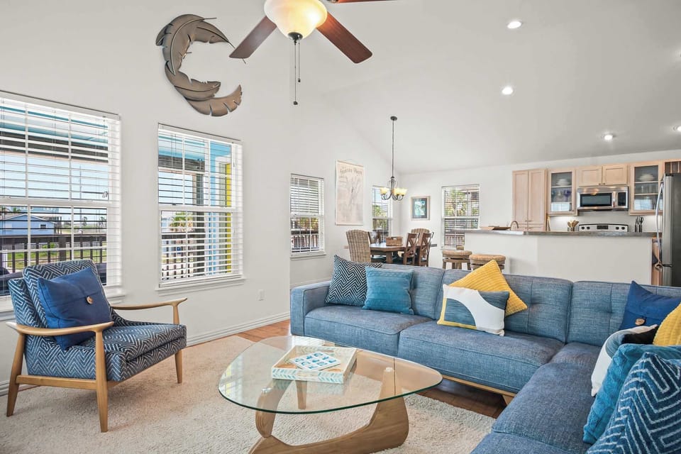 Curl up in the breezy living room & stream your favorites on the smart TV