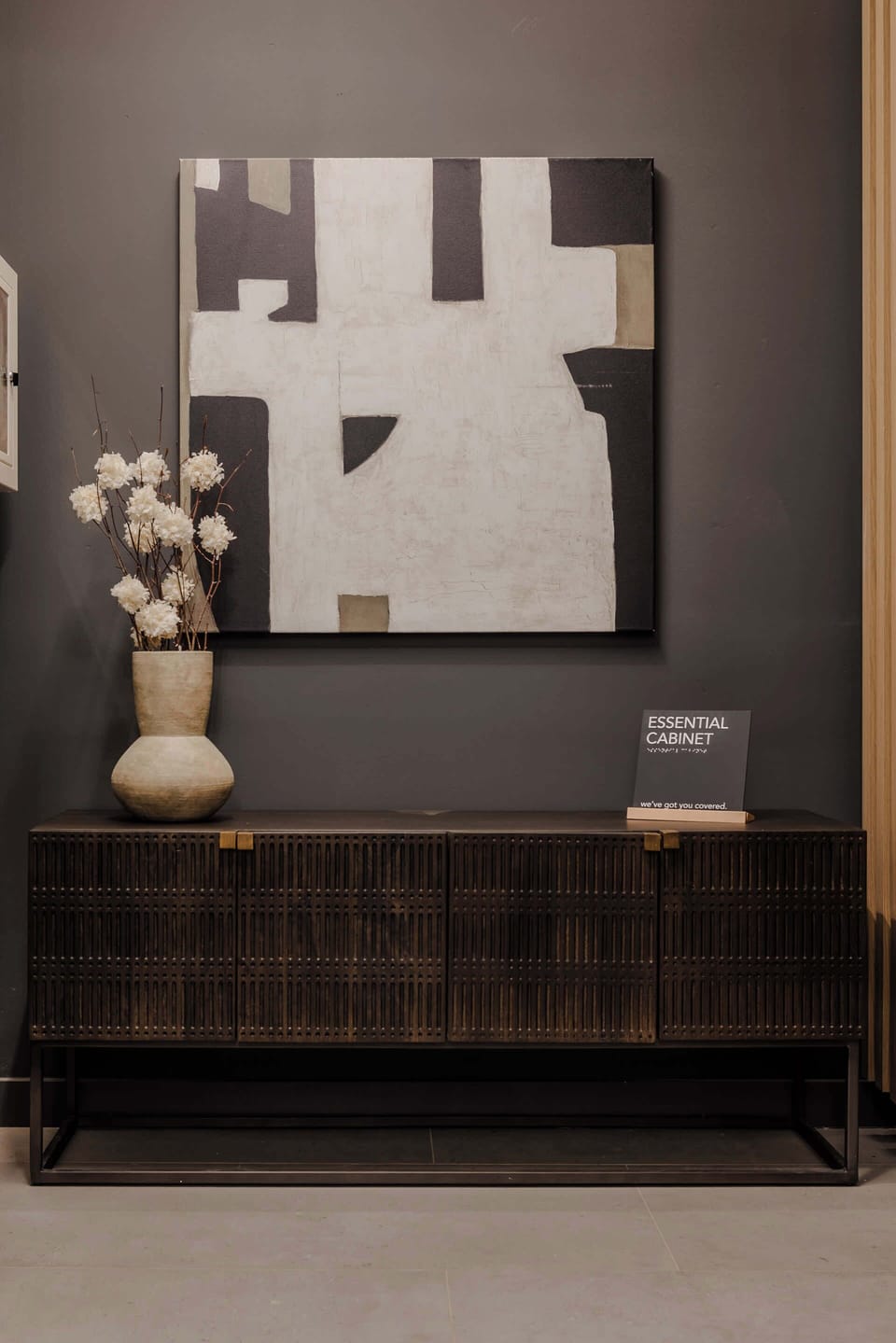 Minimalist hallway art and decor display