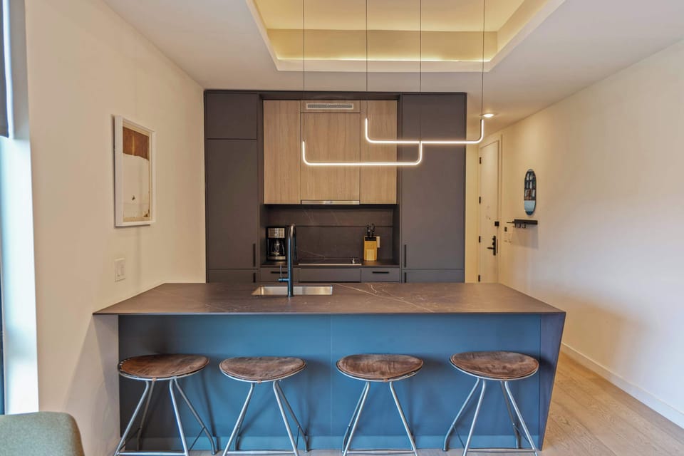 Living and dining area with modern furnishings