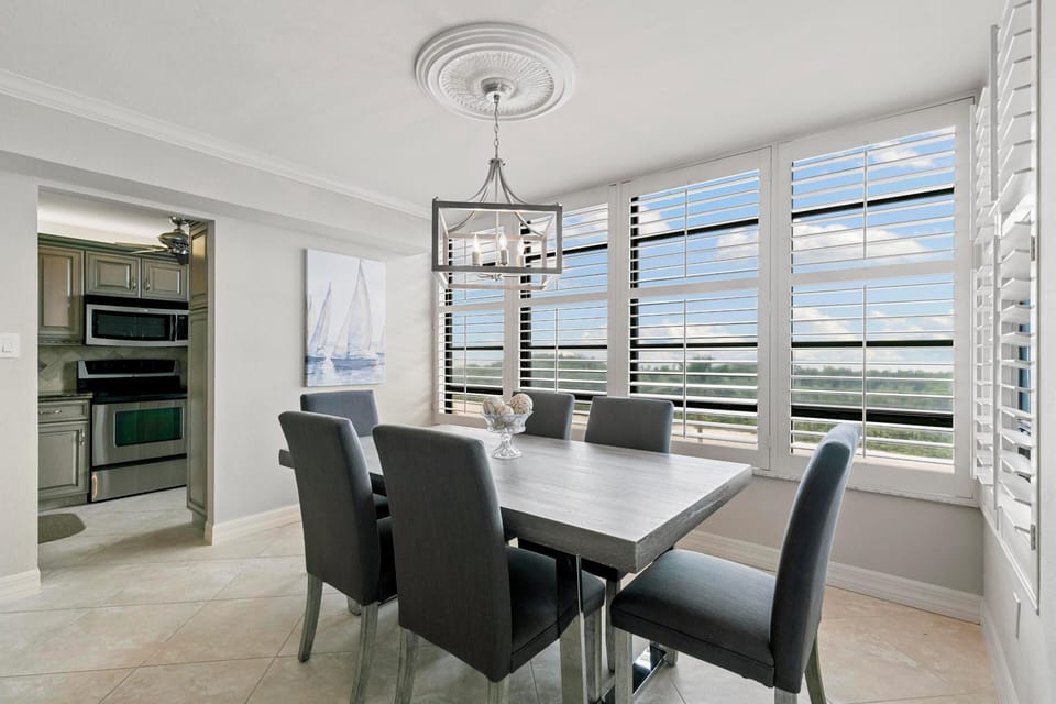 Dining area with beach and gulf view