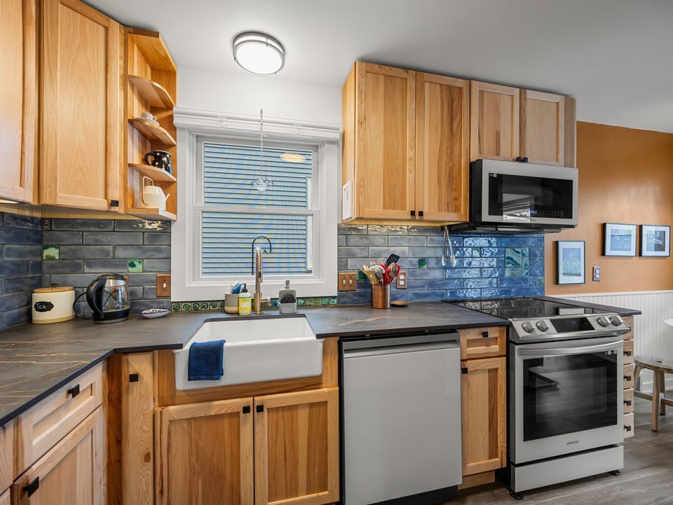 Fully equipped kitchen with modern appliances