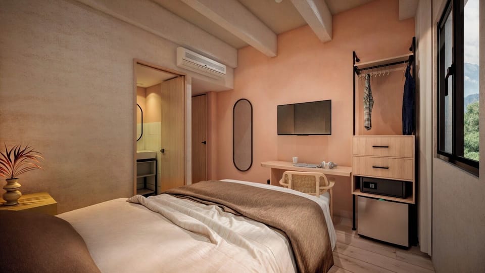 Desk, laptop workspace, soundproofing, free WiFi